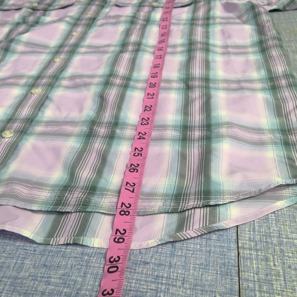Eddie Bauer Pink Plaid Travex Shirt Long Sleeve Button Up Women's Large - Picture 7 of 8
